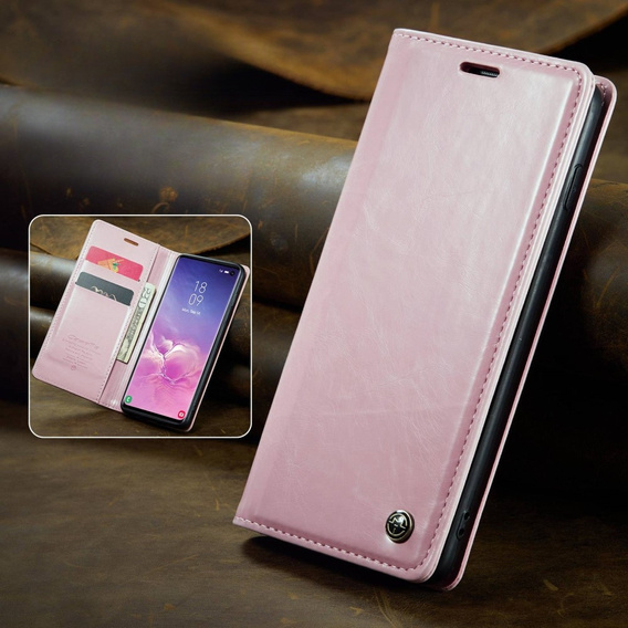 Etui z klapką CASEME do Samsung Galaxy S10+ Plus, Waxy Textured, różowe
