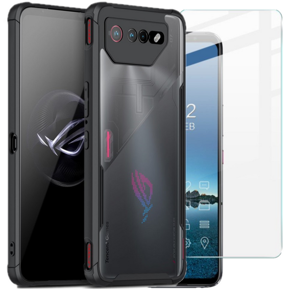 Etui do Asus ROG Phone 6 / ROG Phone 7 + Szkło Hartowane, AntiDrop Hybrid, czarne