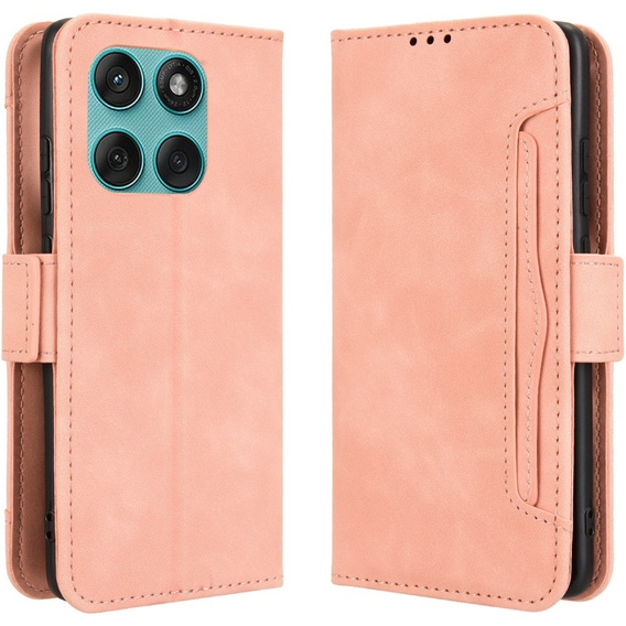 Etui z klapką do Motorola Edge 60 / 60 Fusion, Card Slot, różowe