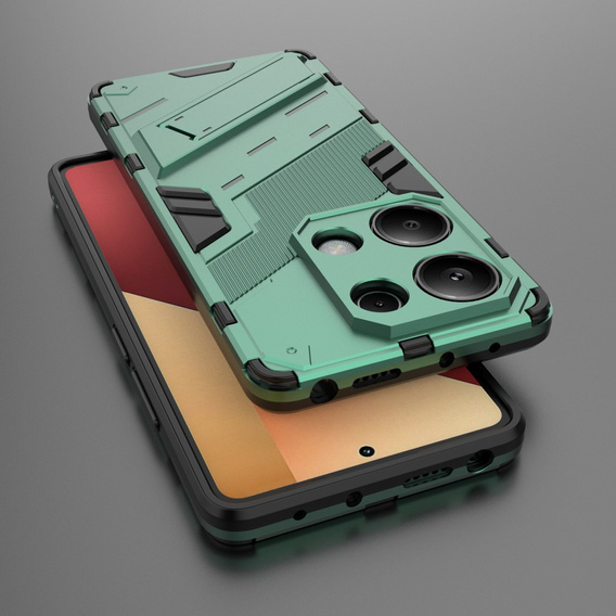 Etui do Xiaomi Redmi Note 13 Pro 4G / Xiaomi Redmi Note 14S / Xiaomi Poco M6 Pro 4G, Military kickstand, zielone