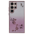 Etui do Samsung Galaxy S24 Ultra, Glitter Flower, różowe rose gold
