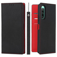 Etui z klapką do Sony Xperia 10 IV 5G, Litchi Skin Grain, czarne