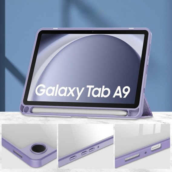 Stylowe etui do Samsung Galaxy Tab A9 – Smartcase Hybrid Marble fioletowe