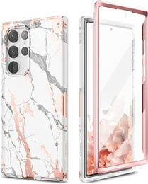Etui do Samsung Galaxy S22 Ultra, Suritch Full Body Marble, białe