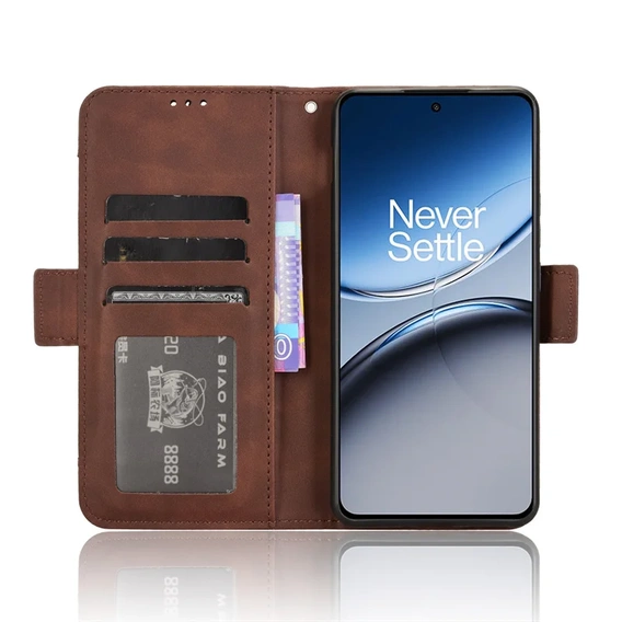 Etui z klapką do OnePlus Nord 4, Card Slot, brązowe