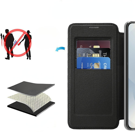 Etui skórzane do Samsung Galaxy S25 Edge – czarne, kompatybilne z MagSafe, z ochroną RFID
