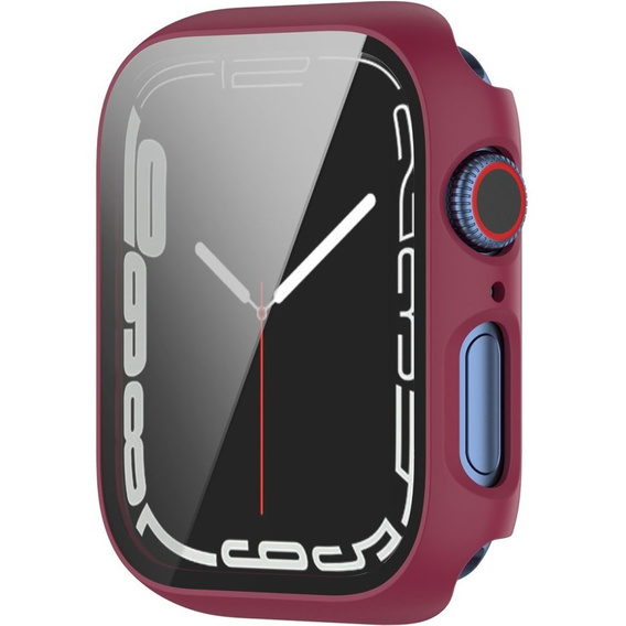 2w1 Etui + Szkło Hartowane do Apple Watch 7/8/9 41MM, Bordowe