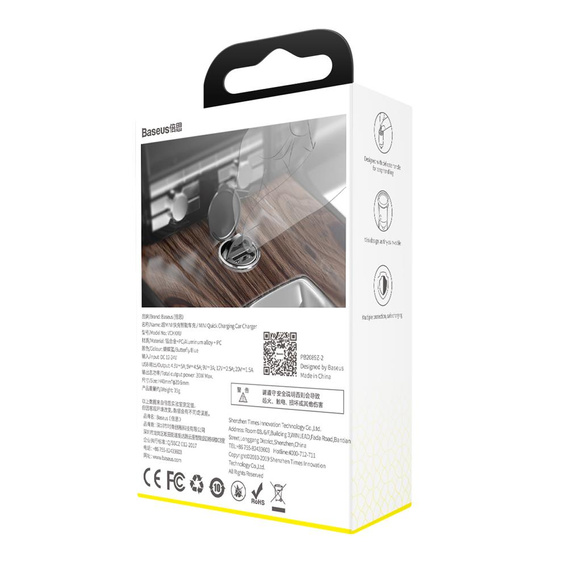 Baseus Tiny Star Mini ładowarka samochodowa QC 3.0 30 W - Szara