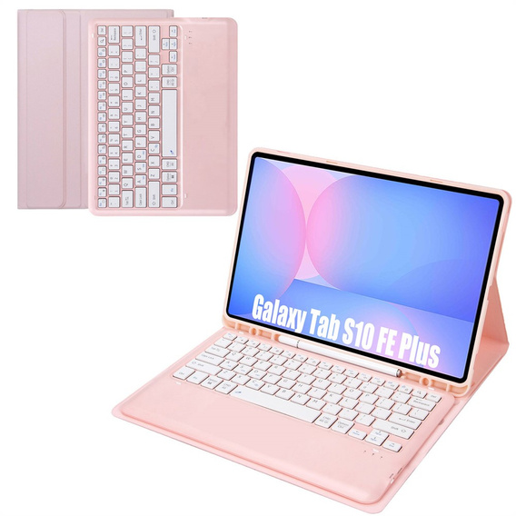 Etui z Klawiaturą Bluetooth do Samsung Galaxy Tab S10 FE+ X620 / X626B - różowe