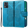 Zestaw Etui do Motorola Moto E13, z klapką portfel, Motyl, Niebieskie + Szkło