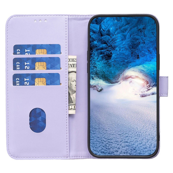 Etui z klapką do Samsung Galaxy S23 FE, BINFEN Wallet, fioletowe + szkło 9H