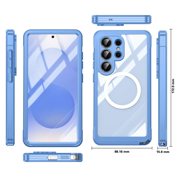 Etui do Samsung Galaxy S26 Ultra, Shockproof, ze szkłem, do MagSafe, niebieskie