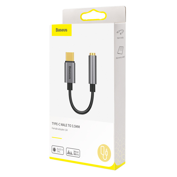 Baseus adapter L54 USB-C do jack 3,5 mm - szary