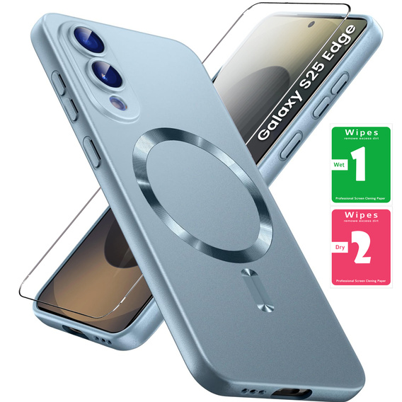 Etui do Samsung Galaxy S25 Edge, ColorMag, do MagSafe, niebieskie + Szkło hartowane 9H