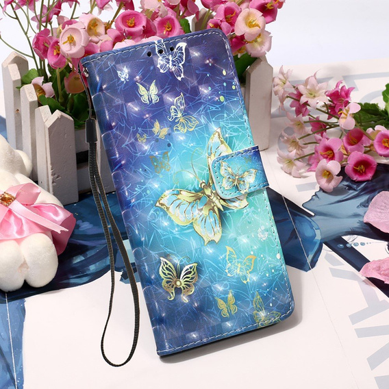 Etui Wallet do Xiaomi Redmi Note 10 Pro, Light Spots Decor, Gold Butterflies