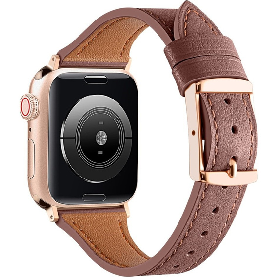 Pasek Skórzany do Apple Watch 1/2/3/4/5/6/7/8/9/10/11/SE 38/40/41/42mm, Brązowy