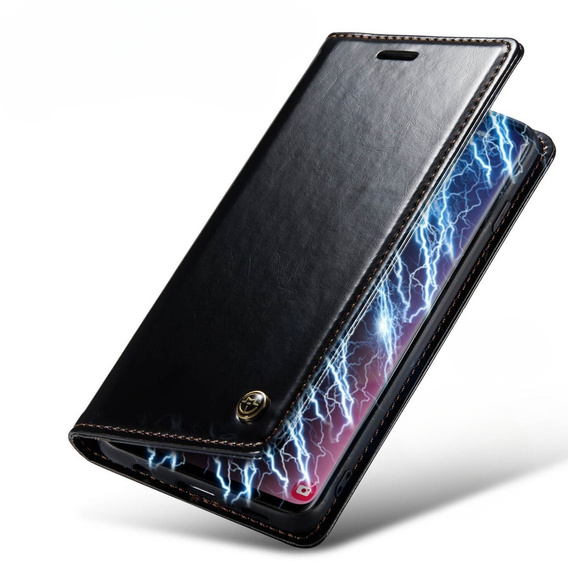 Etui z klapką CASEME do Samsung Galaxy S10+ Plus, Waxy Textured, czarne