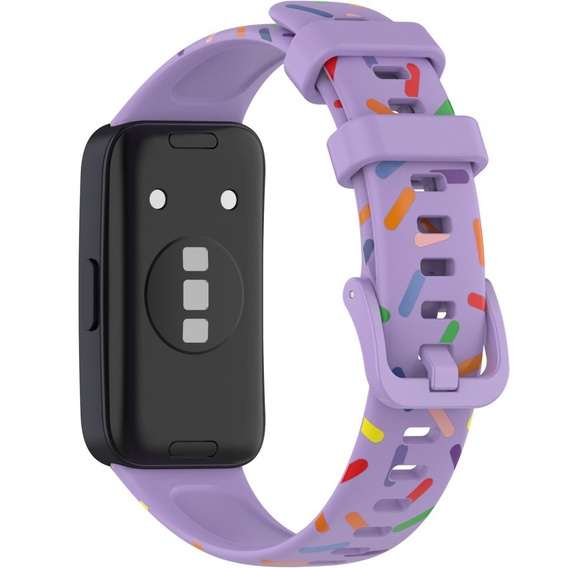 Pasek Silikonowy do Huawei Band 8 / Huawei Band 9 / Huawei Band 10, Fioletowy / Wielokolorowy