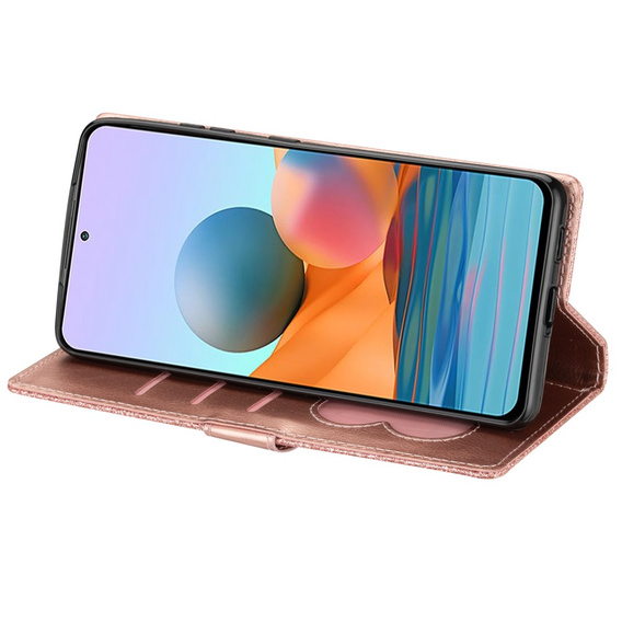 Etui z klapką do Samsung Galaxy A35 5G, Wallet Zipper Pocket Glittery, różowe rose gold