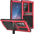 Etui pancerne do Samsung Galaxy S25 Ultra, R-JUST z podstawką pod obiektywami, czerwone