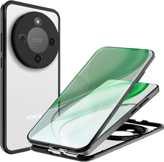 Etui do Honor Magic 8 Lite, Magnetic Dual Glass, czarne