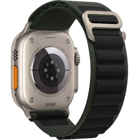 Pasek Nylonowy do Apple Watch 1/2/3/4/5/6/7/8/9/10/11/SE Ultra 1/2/3 42/44/45/46/49mm, Czarny / Zielony