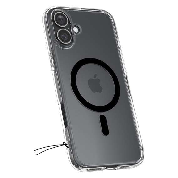 Etui z MagSafe Spigen do iPhone 16, Ultra Hybrid, przezroczyste / czarne + Szkło Hartowane 9H