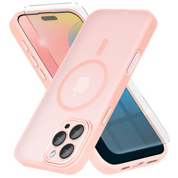 Etui do iPhone 16 Pro Max, do MagSafe, ERBORD Matt Case, różowy + Szkło na ekran