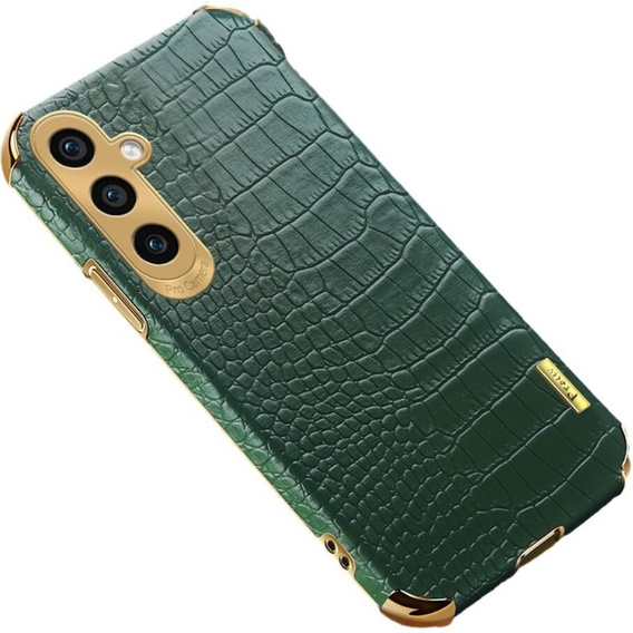 Etui skórzane do Samsung Galaxy A35 5G, Crocodile, zielone