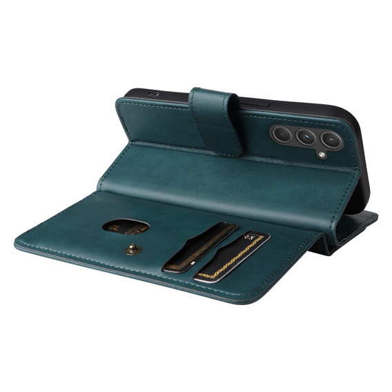 Etui z klapką do Samsung Galaxy A55 5G, 10 Card Slots Wallet, zielone