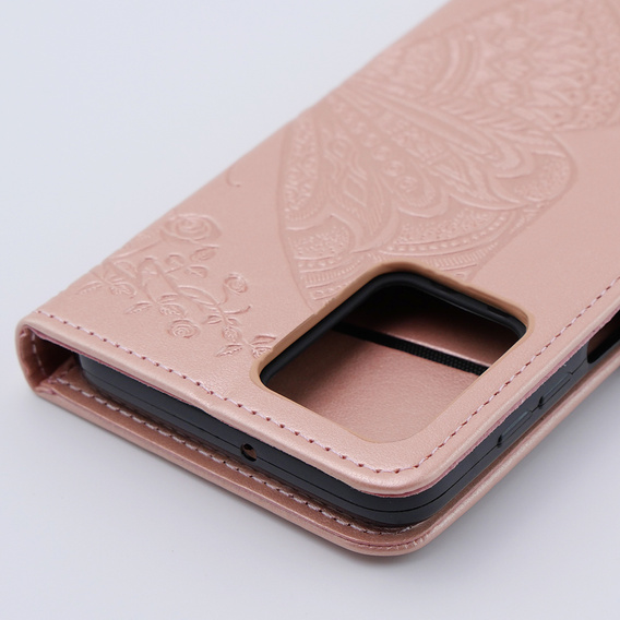 Etui z klapką do Motorola Moto G54 5G, Butterfly, różowe rose gold