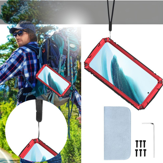 Etui pancerne do Samsung Galaxy S25+ Plus, R-JUST, czerwone