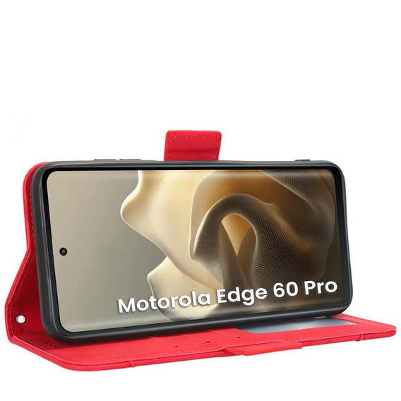 Etui z klapką do Motorola Edge 60 Pro – Card Slot Wallet, czerwone