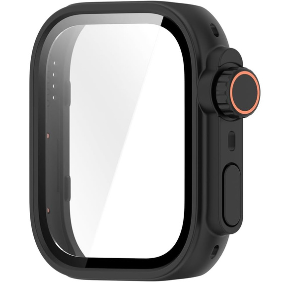 2w1 Etui + Szkło Hartowane do Huawei Watch Fit 4 Pro, Czarne/Pomarańczowe