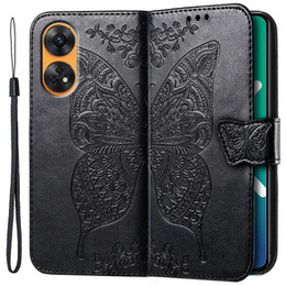 Etui z klapką do Oppo Reno8 T, Butterfly, czarne