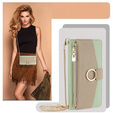 Etui z klapką do Samsung Galaxy A56 5G, Wallet Zipper Pocket, z lusterkiem, zielone