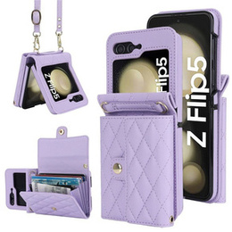 Etui skórzane Card Slots do Samsung Galaxy Z Flip5 5G, fioletowe