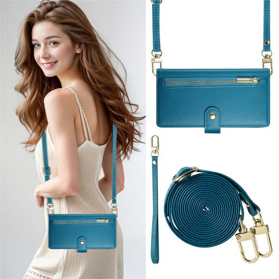 Etui z klapką do Xiaomi Redmi Note 15 Pro Plus 5G / Poco M8 Pro 5G, Wallet Zipper Pocket, niebieskie