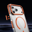 Etui pancerne do iPhone 17 Pro, do MagSafe, przezroczyste z pomarańczową ramką