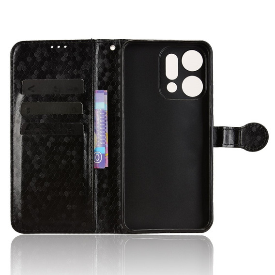 Etui z klapką do Oppo Reno 14, Wallet Rhombus, czarne