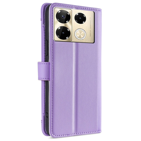 Etui z klapką do Infinix Note 40 Pro, Wallet Zipper Pocket, fioletowe