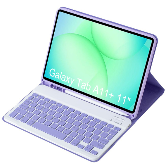Etui z klawiaturą do Samsung Galaxy Tab A11+, Leather Pen Slot, fioletowe