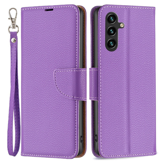 Etui z klapką do Samsung Galaxy A55 5G, Wallet Litchi Leather, fioletowe