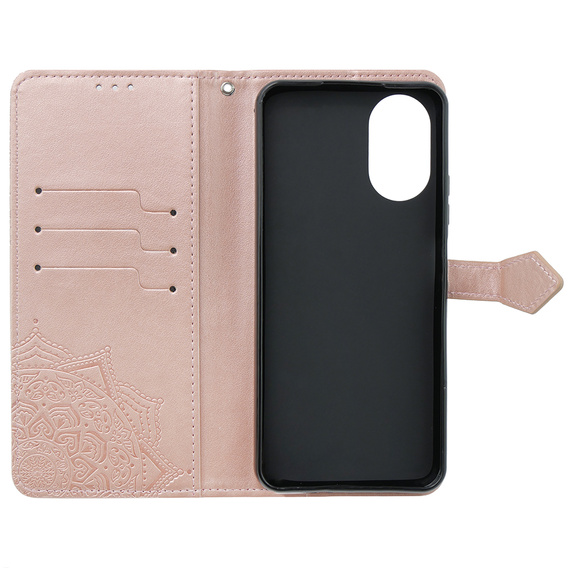 Etui z klapką do Oppo A58 4G, Mandala, różowe rose gold