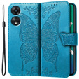 Zestaw Etui z klapką do Oppo A78 5G, Motyl, Niebieskie + szkło
