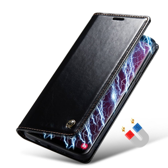 Etui z klapką CASEME do Samsung Galaxy S9, Waxy Textured, czarne