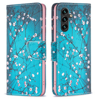 Etui z klapką do Samsung Galaxy A55 5G, Wallet, Sakura niebieskie