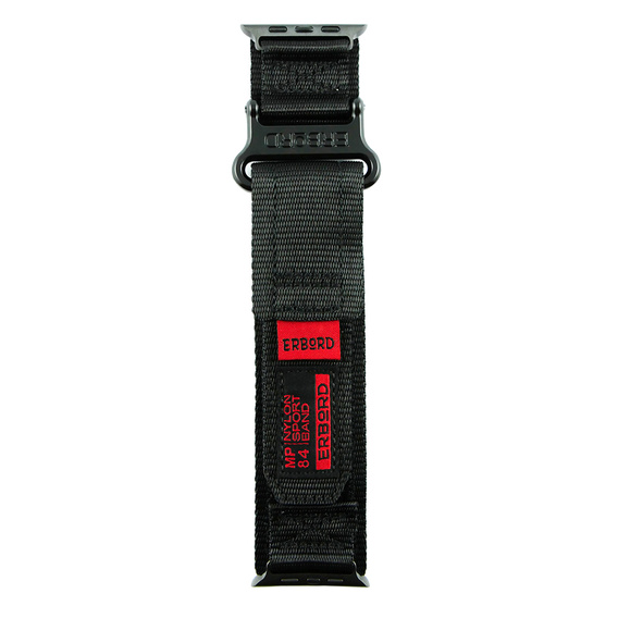 Pasek Nylonowy ERBORD MP84 do Apple Watch 1/2/3/4/5/6/7/8/9/10/11/SE Ultra 1/2/3 42/44/45/46/49mm, Czarny