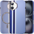 Etui do iPhone 16, Carbon Fiber MagSafe, niebieskie