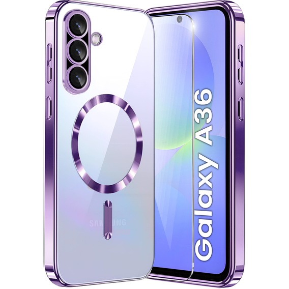 Etui do Samsung Galaxy A36 5G, Electro MagSafe, fioletowe + Szkło na ekran